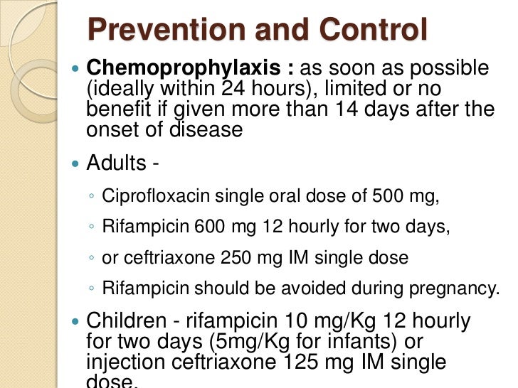 Meningococcal prophylaxis ciprofloxacin